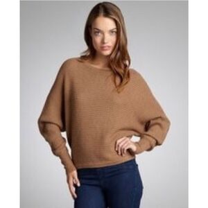 BCBG Tan Ribbed Knit Dolman Sleeve Camille Cropped Sweater
